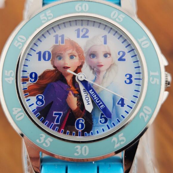 Disney Kids Frozen Analog Watch Light Blue Anna Elsa Princess Silicone Band - Picture 2 of 6